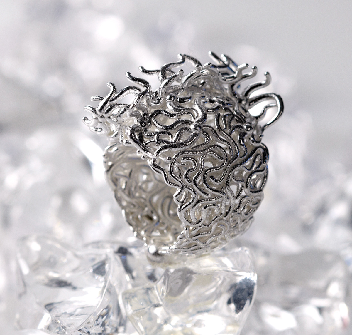 sterling silver  brain ring cad 3D Printer selective laser sintering Shapeways
