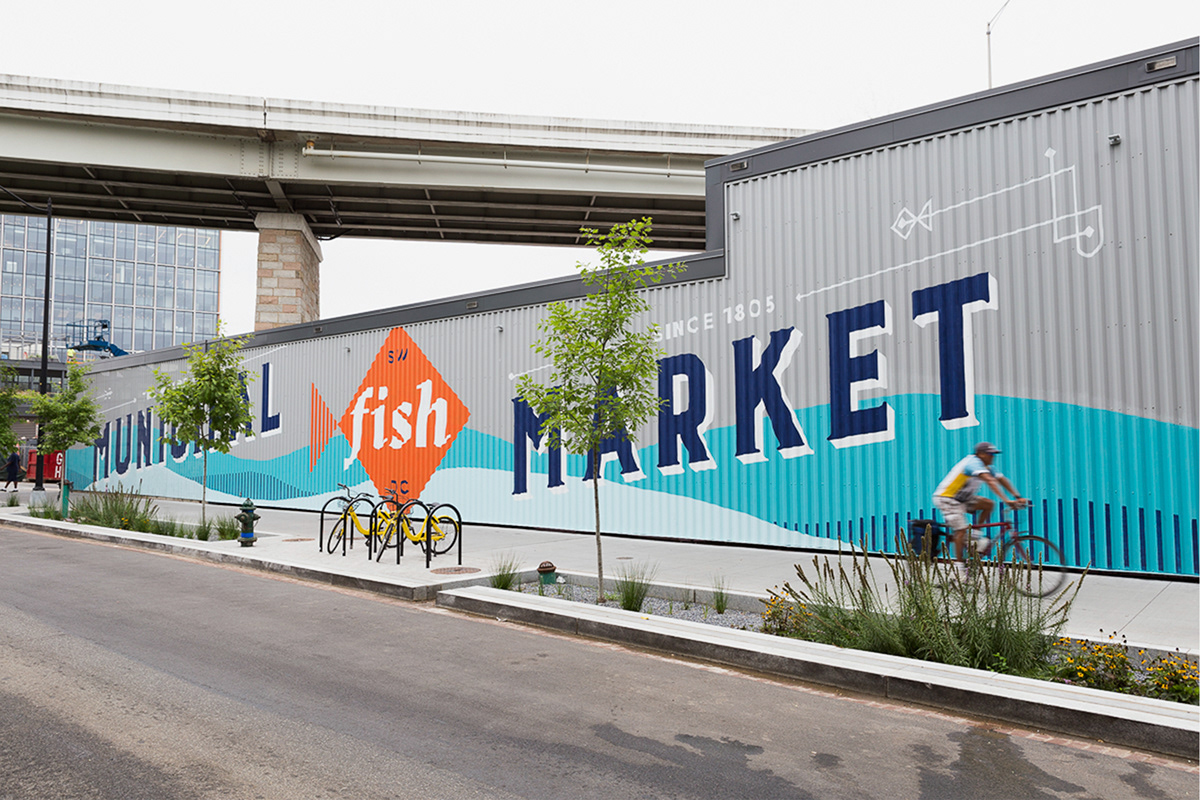 Mural typography   graphic design  art direction  pattern fish market washington dc wharf historic design
