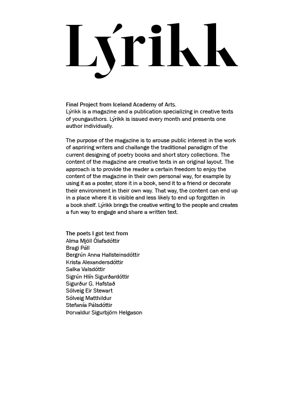 type Layout grid poster iceland Reykjavik final project graphic design Poetry  magazine publication poem litarature minimalistic