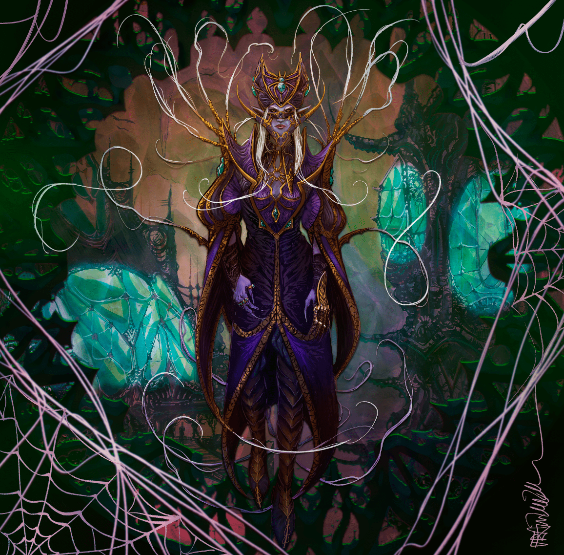 art Character design  darkelf digital Drow Dungeons and Dragons fantasy ilustracion queen Underdark