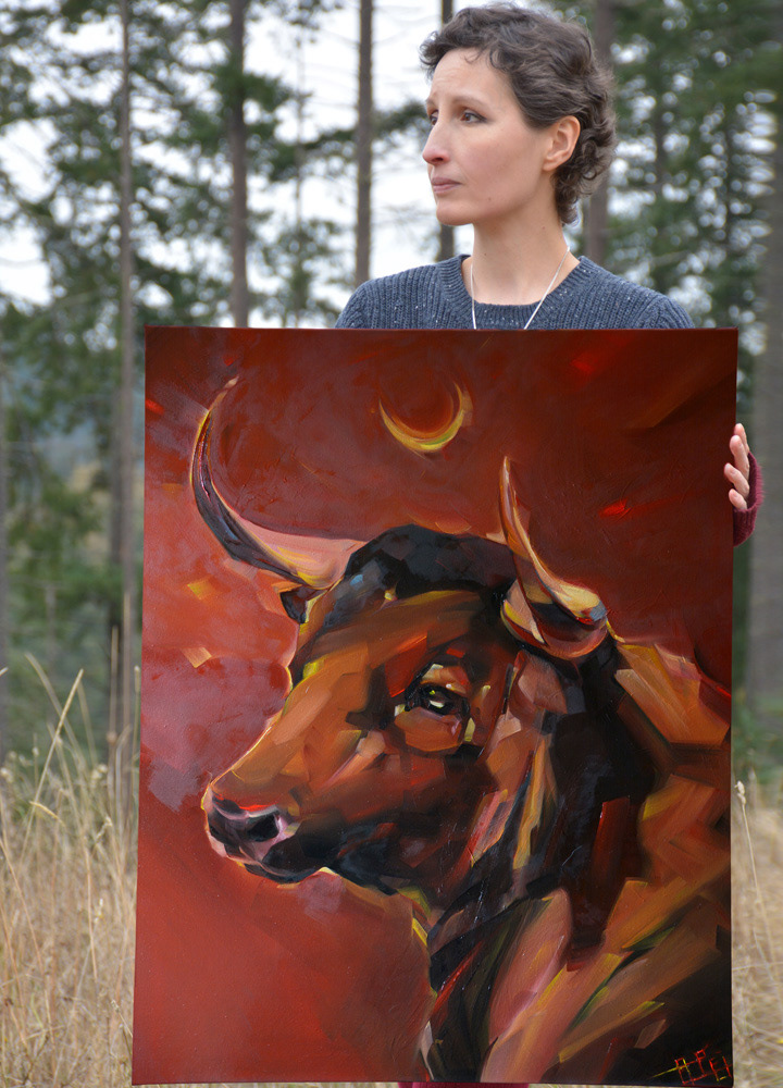 Aggression Buffalo bull crescent energy horns legend moon red toro