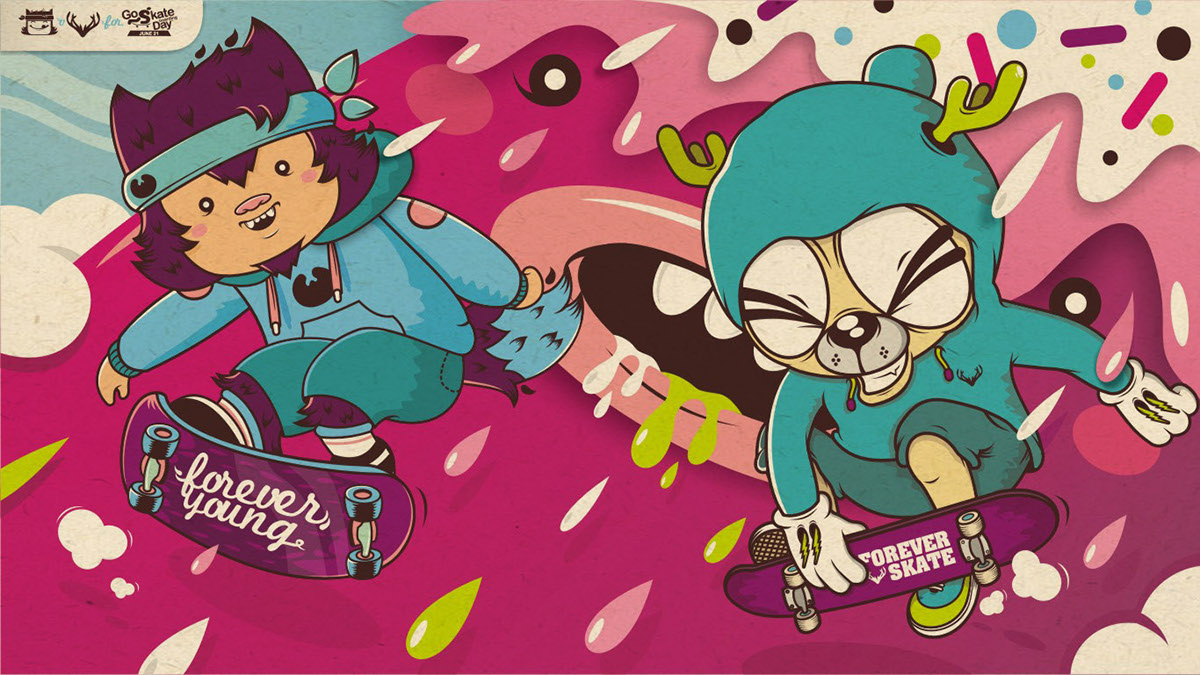 skate Character cute goskateboardingday2011 monster mocho nof colorfull vector vexel