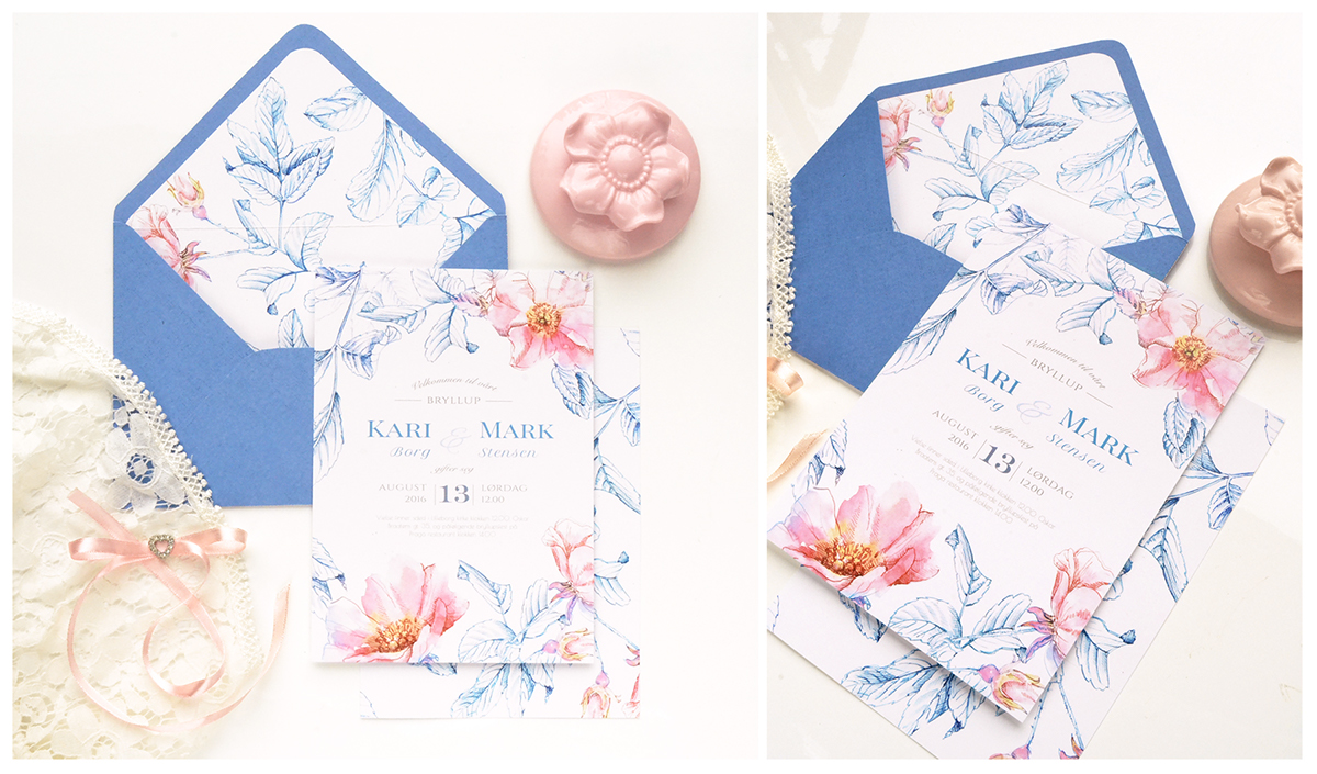 watercolor water colour wedding Invitation Stationery brand logo aquarelle menu set suite engagement pink blue