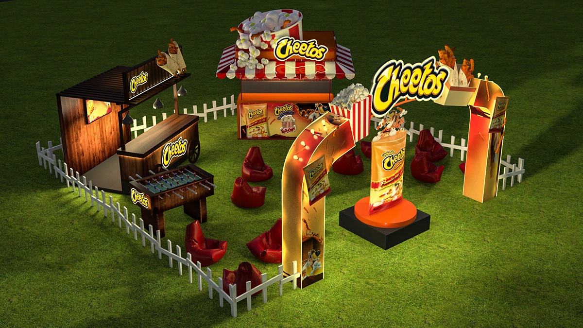 Outdoor Event stall colorful interaction Cheetos
