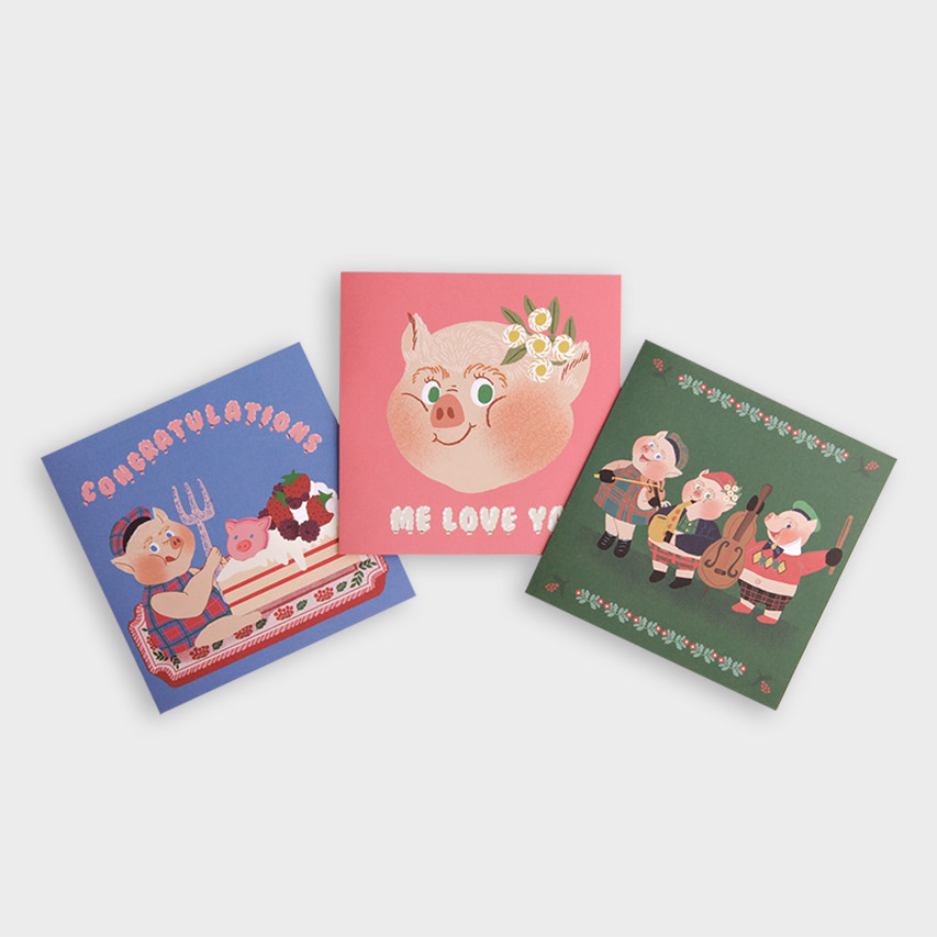 Stationery graphicdesign pig threelittlepigs note Diary illust animal beer color