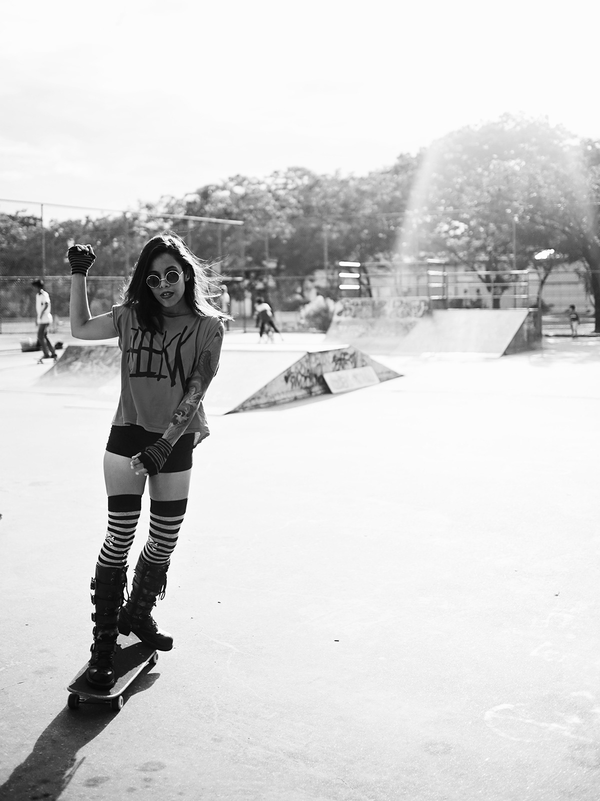 skateboarding skater Skatergirl fashion photography Nadia J. Mahfix BW photography