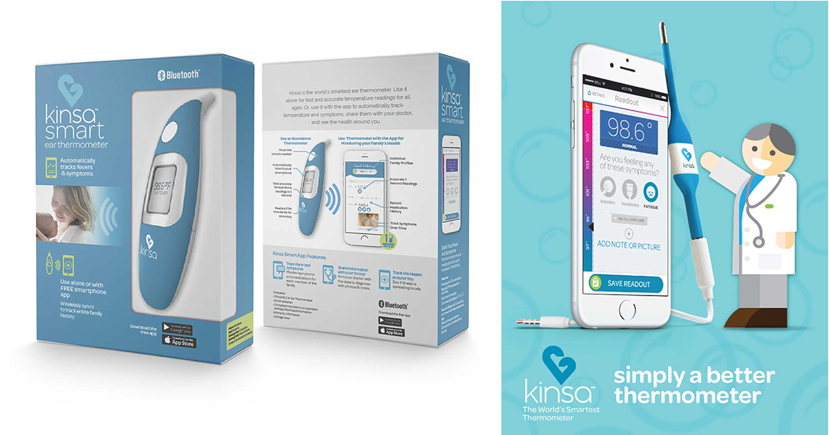 kinsa kinsa health thermometer Health app start up New York package design  branding advertising Point of Sale