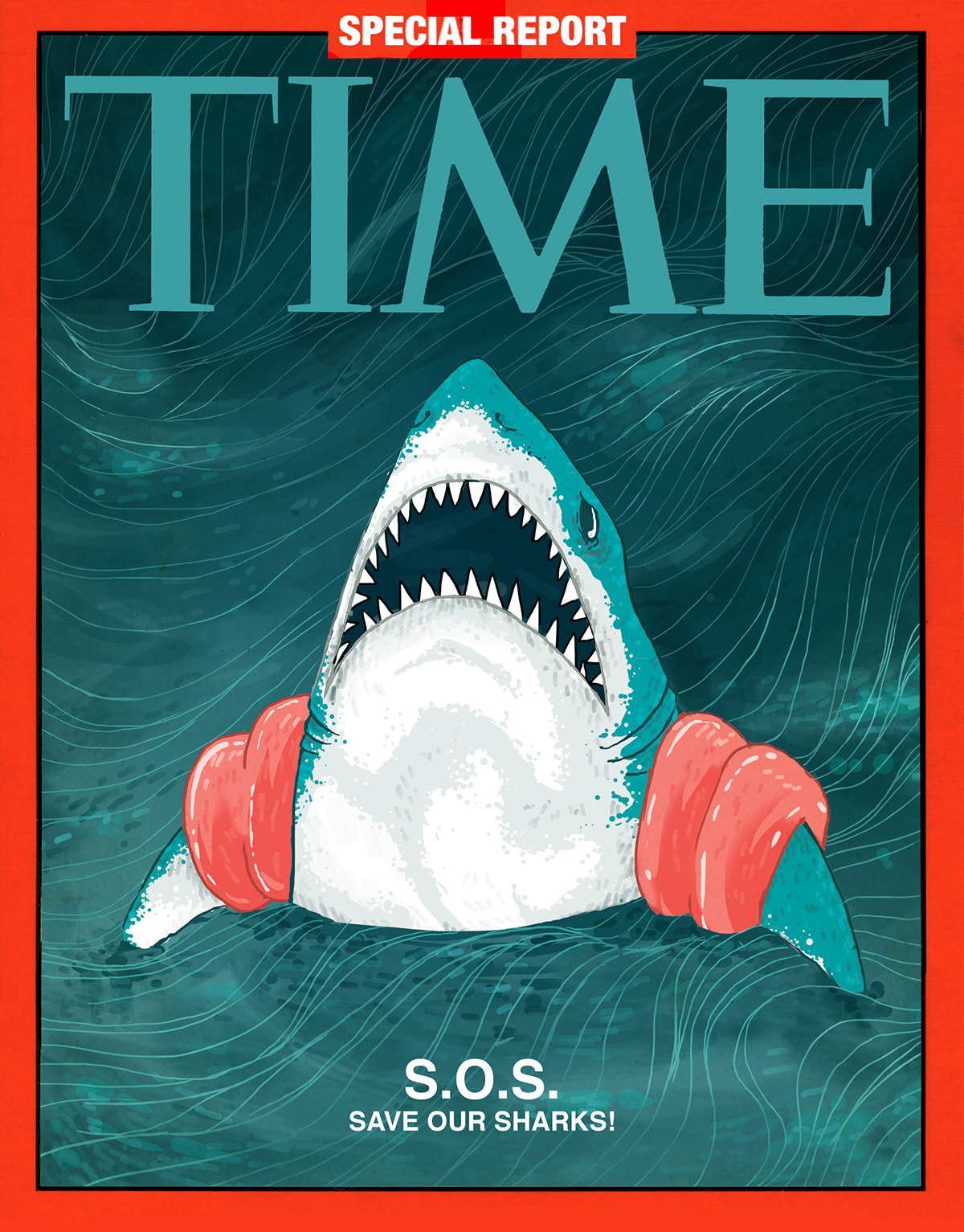 sharks shark Shark Week time Time Magazine Magazine Cover water Ocean lines SCAD editorial