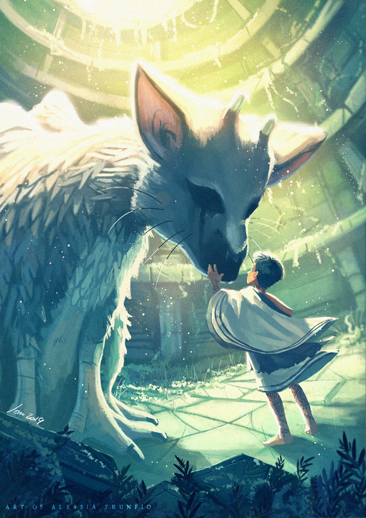 fanart the last guardian fantasy videogame digital illustration Environment design tricô boy ruins