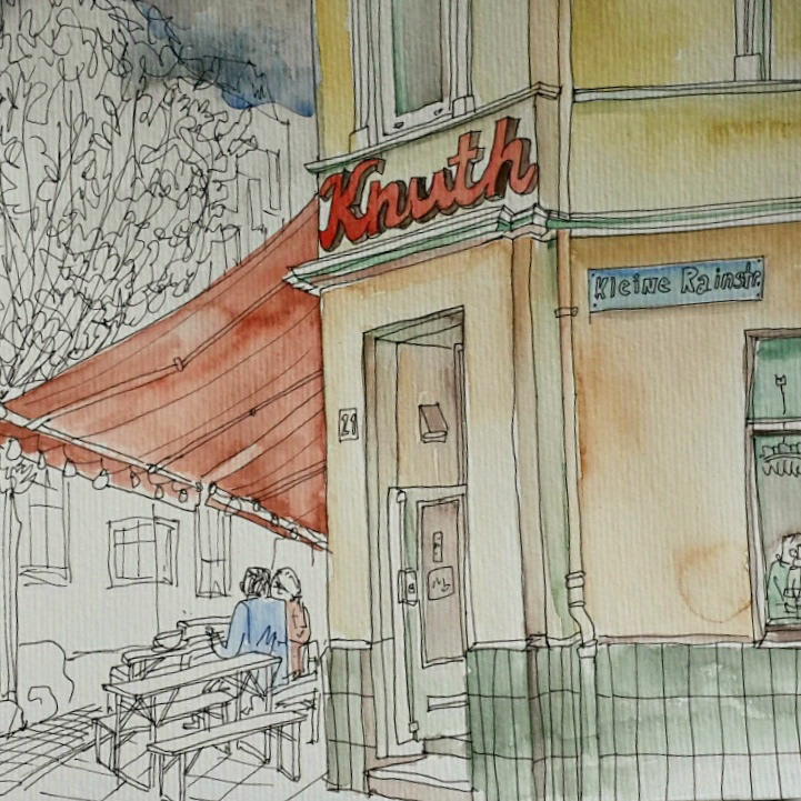 hamburg germany sketch Urban Grafic watercolor Street cafe