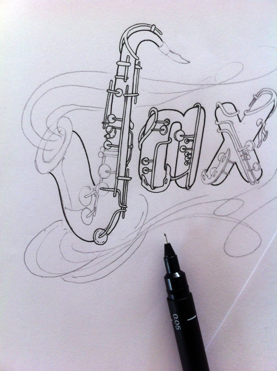 sax saxophone ink dotwork doodle inventor