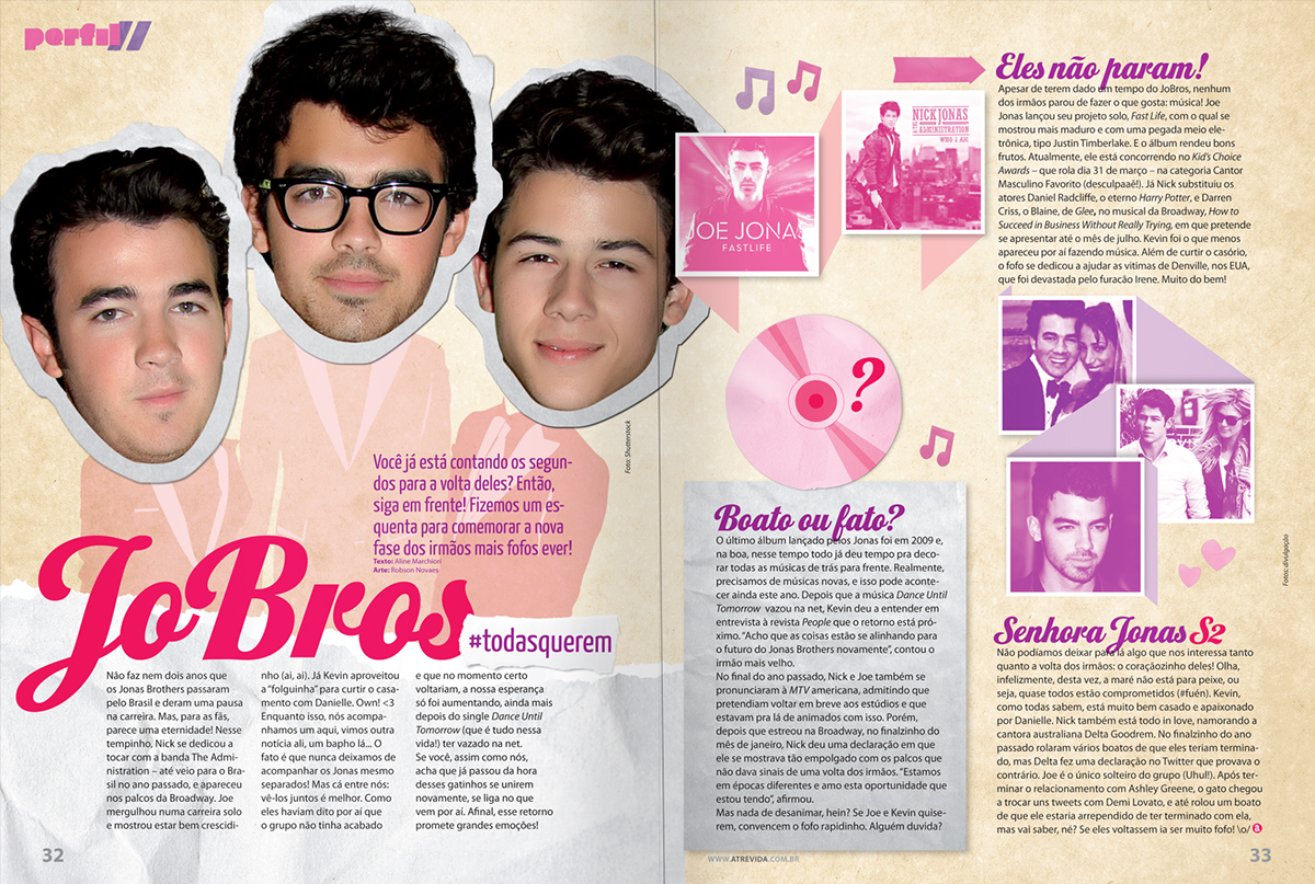 design editorial design gráfico Teen Magazine teen atrevida robson novaes tipografia demi lovato Jonas Brothers