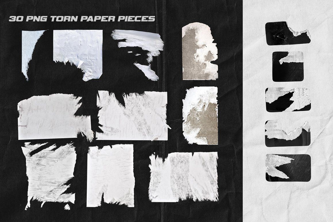 grunge torn paper Mockup mockups artistic toolkit Torn paper sheets Free Torn Paper
