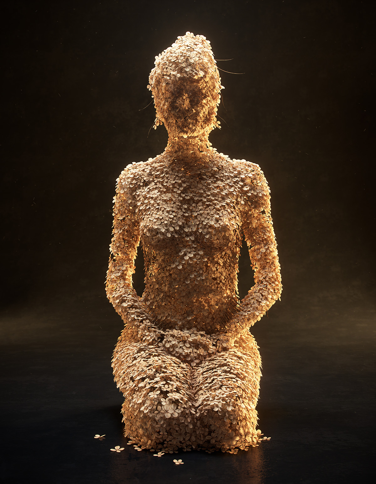 Adobe Portfolio flower figure dry sculpture women nude body pose