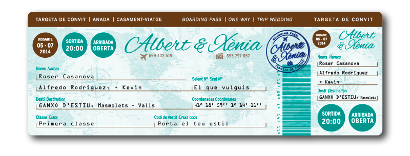 wedding thematic Travel trip journey airport Boarding Pass Invitation Label stamp adventure