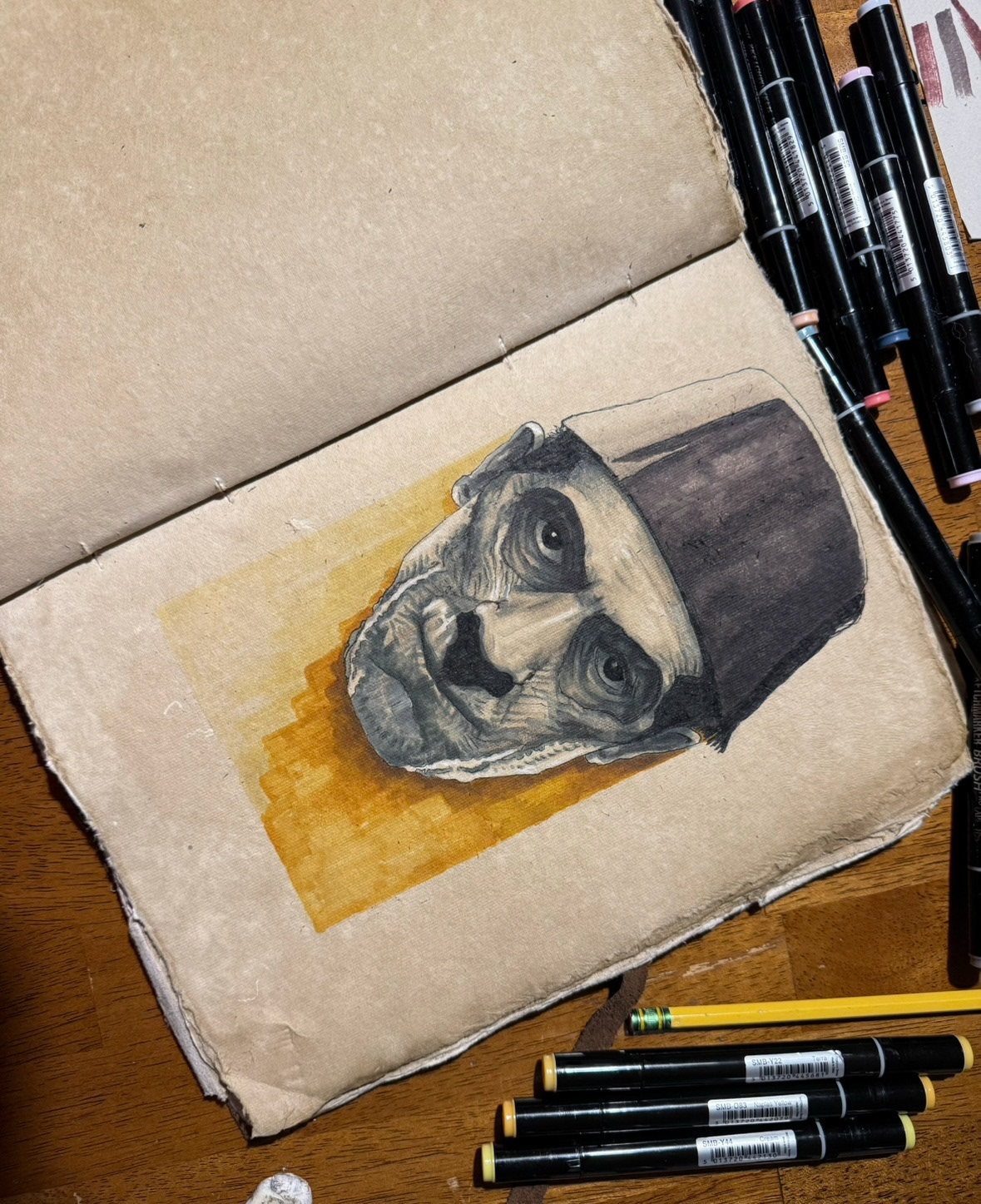 painting   The Mummy markers sketch