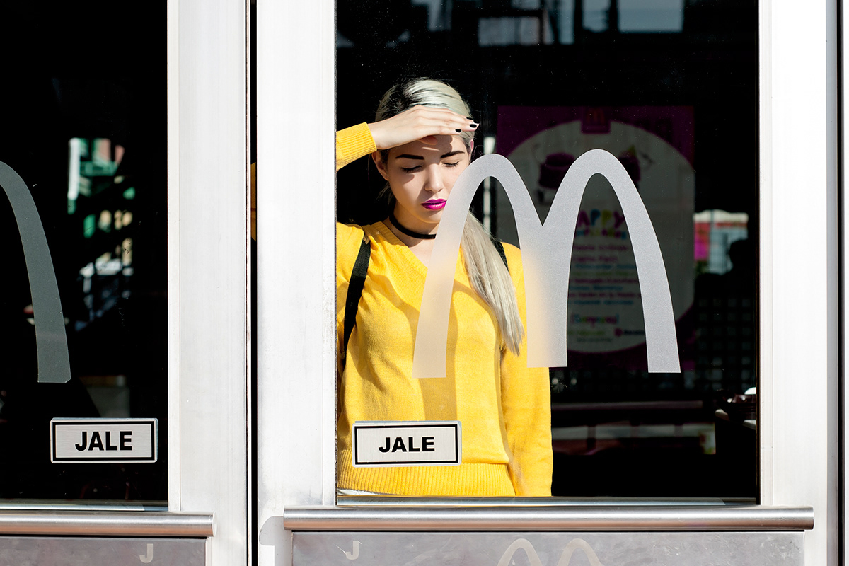 model  photoshoot McDonalds bold colors Mc Donalds mexico fashion photography girl