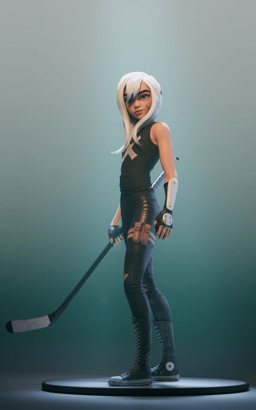 Character design  Sculpt Zbrush female cartoon stylized bunny hockey 3D cute