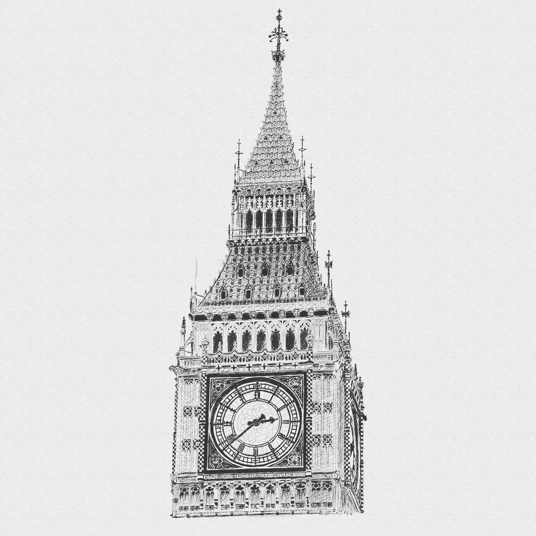 big ben London illistration Drawing  clock tower Landmark