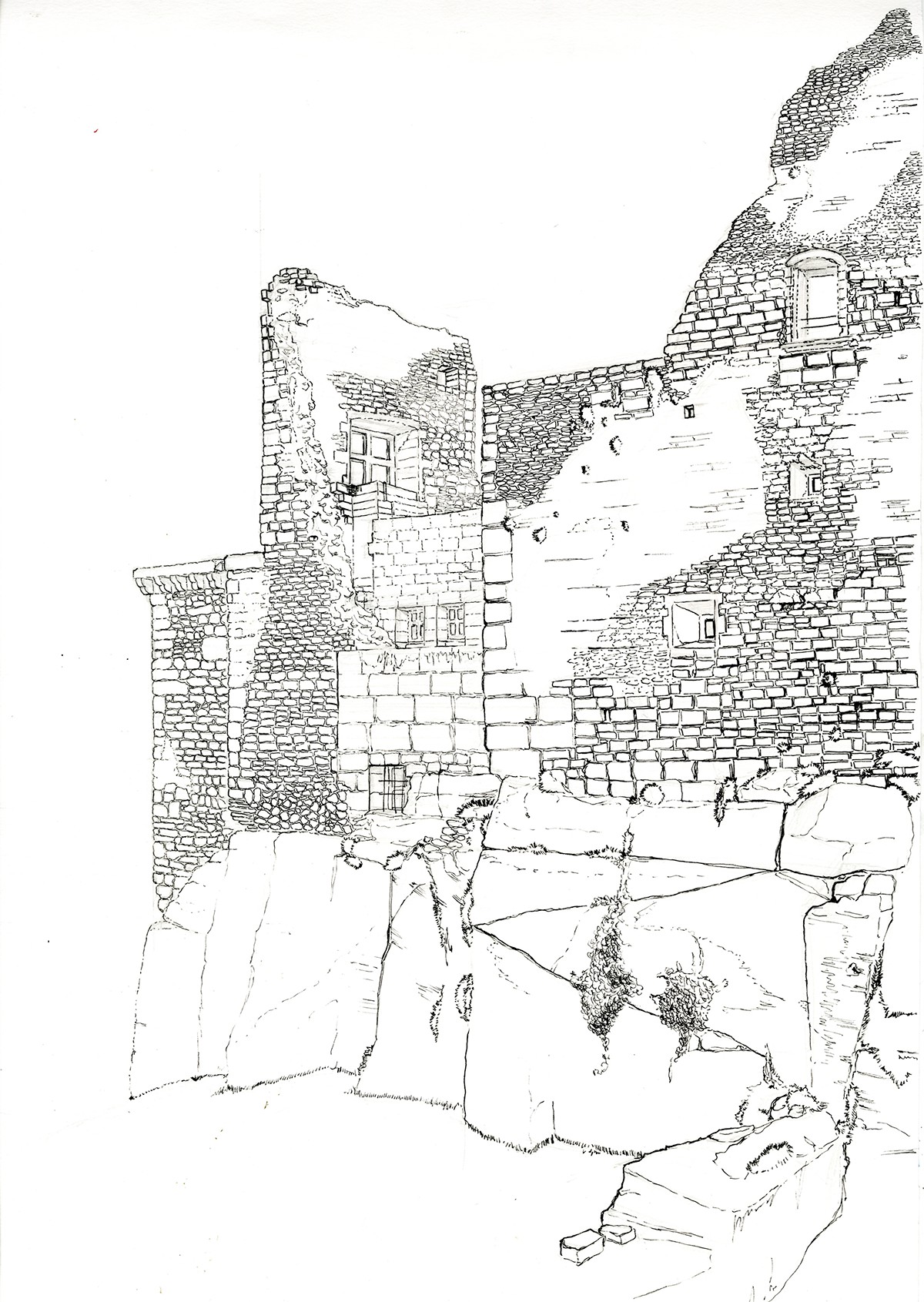 Castle france chateau province lacoste outline ink