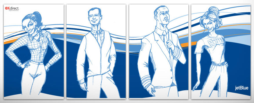 poster pattern Jetblue airline character illustration