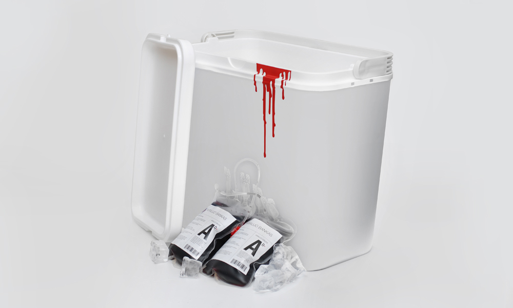 blood  wine beaujolais nouveau First Blood medicine bags blood bags Ernesta Vala drop donor organ cooler minimalistic design Red wine redesign drink donor basket