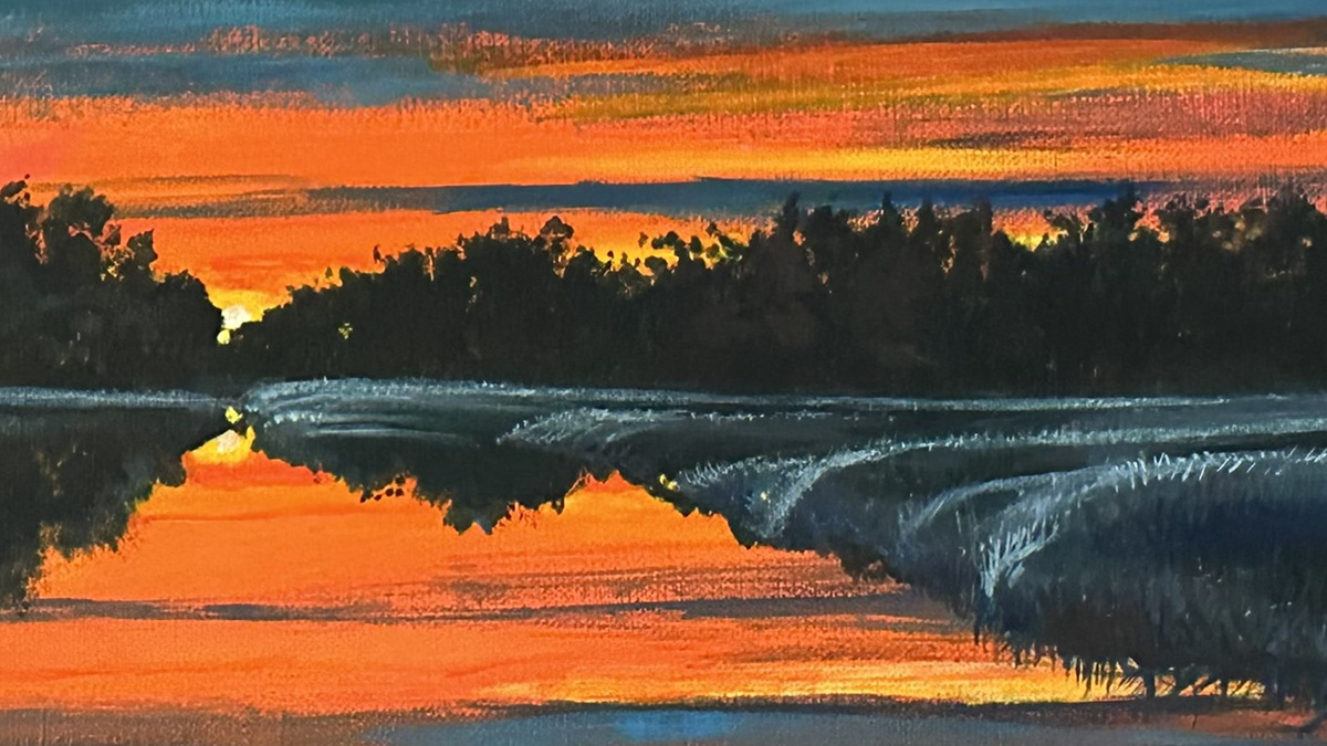 Landscape Nature beauty maryland sunset art acrylic painting colorful Edith Crane expressive