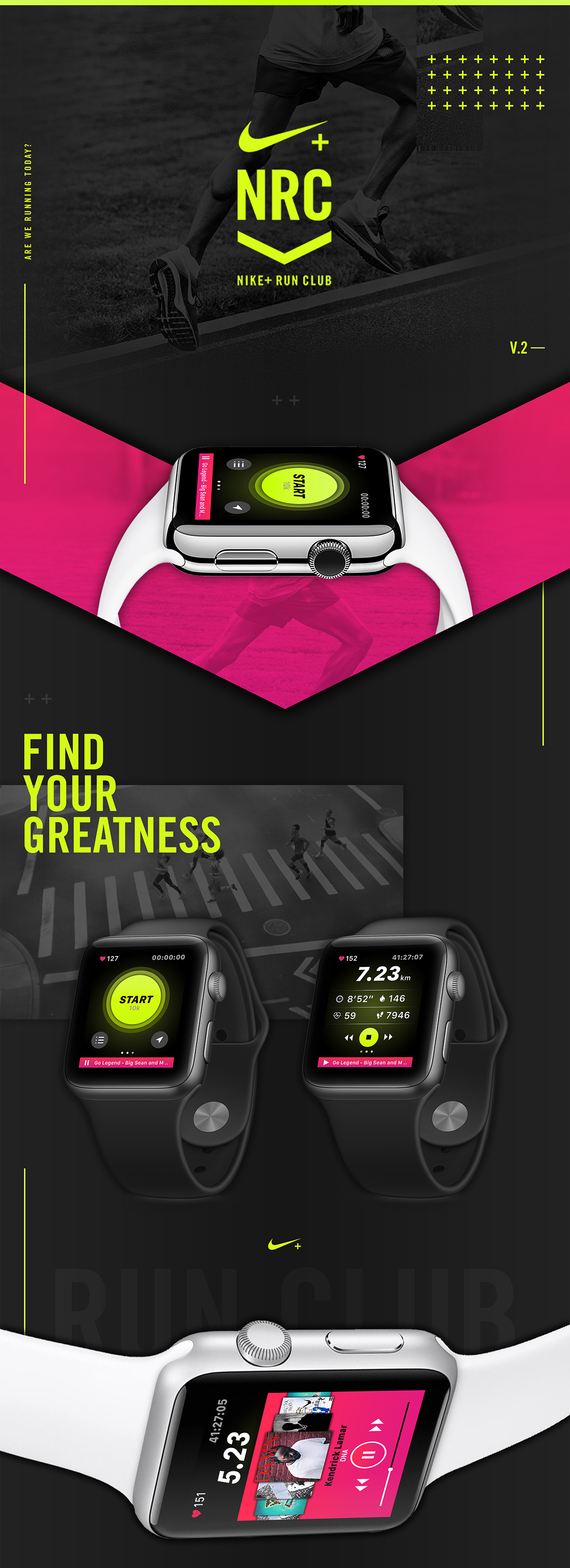 Nike fitness Interface apple apple watch sports running Web Design  app UI