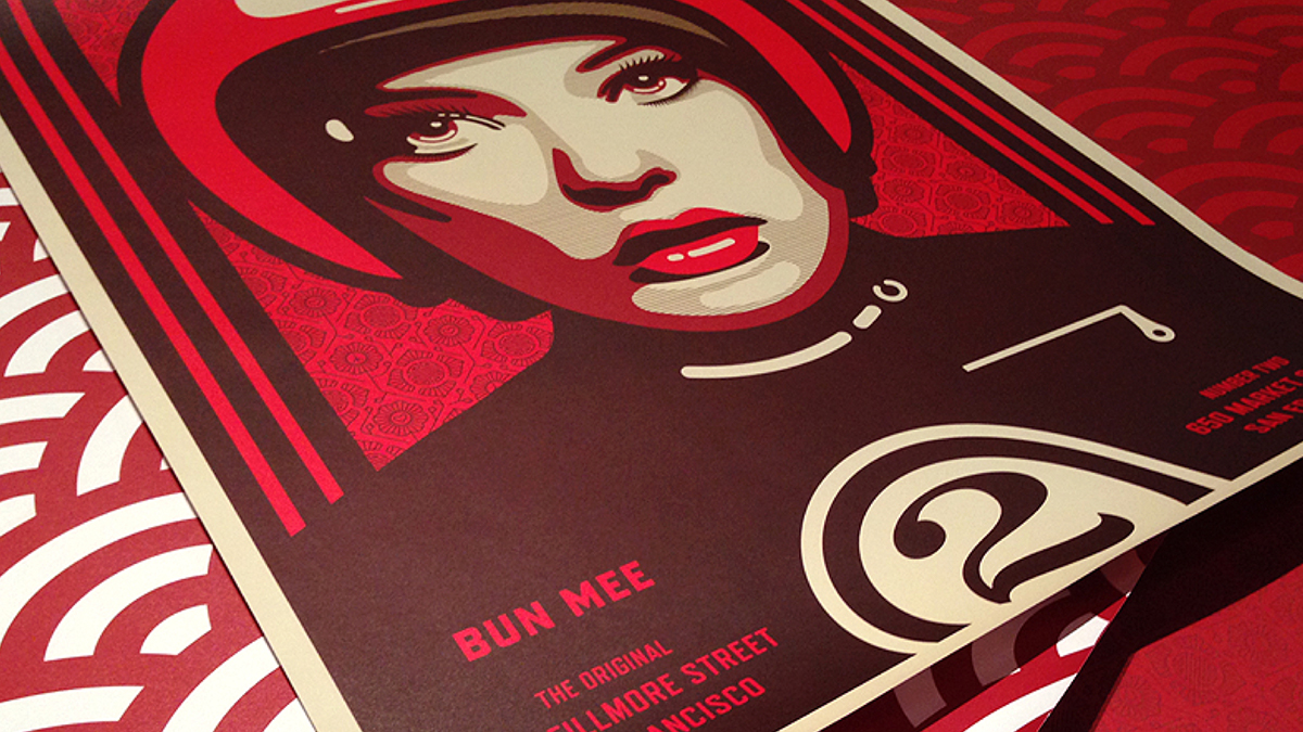 Bun Mee restaurant environmental graphics art Mural Poster Design