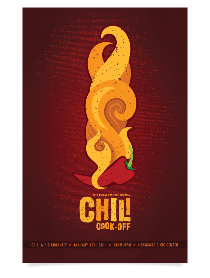 chili cook-off poster fire red