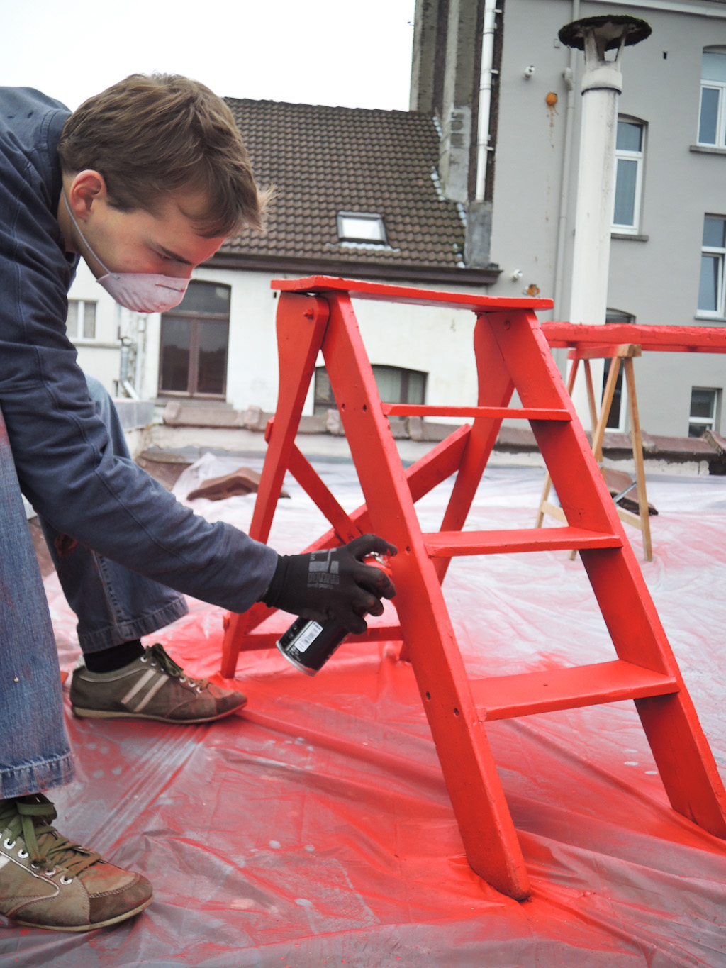 ladders ladder red logo view POINT OF VIEW identity Association youth paint assembly wall Entrance welcome scale