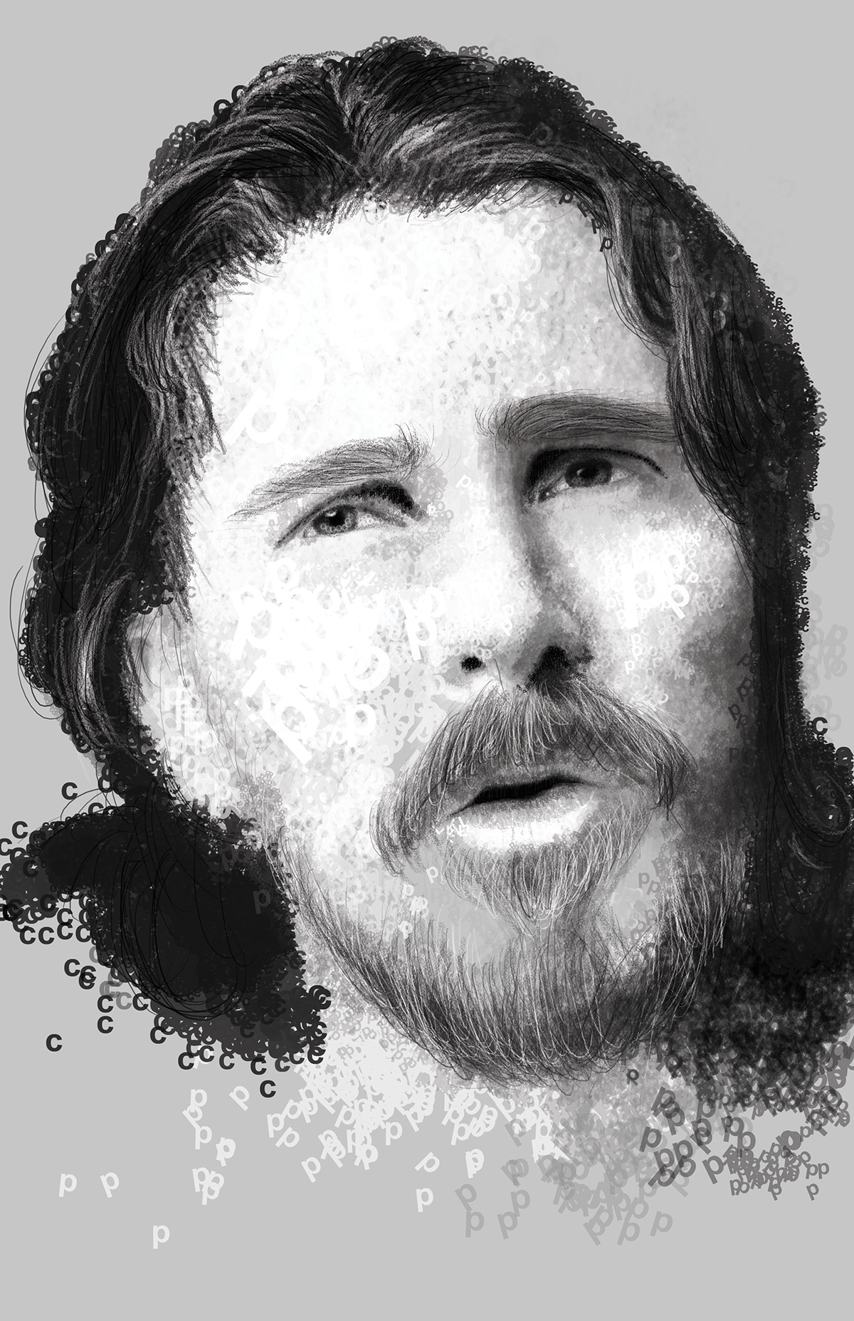 digital illustration amazing Christian Bale tipografico #christianbale