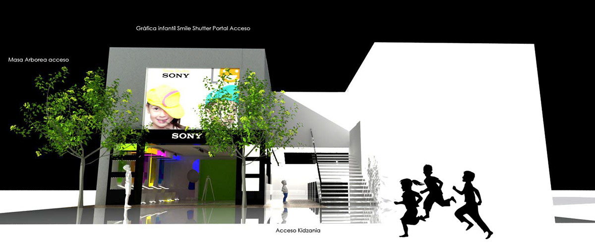 3ds  Sony go andrade 3D future stand Stand sony mobile branding  gonzalo andrade design famous kidzania3d   kidzania 3d  plano kidzania