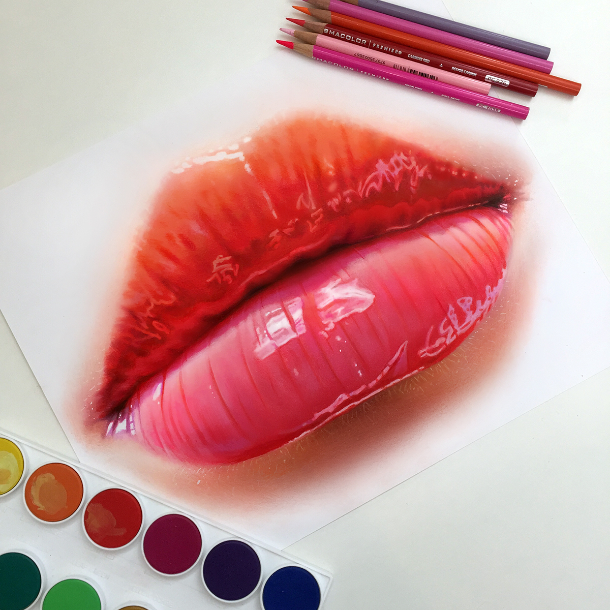 colored pencil colorful lips