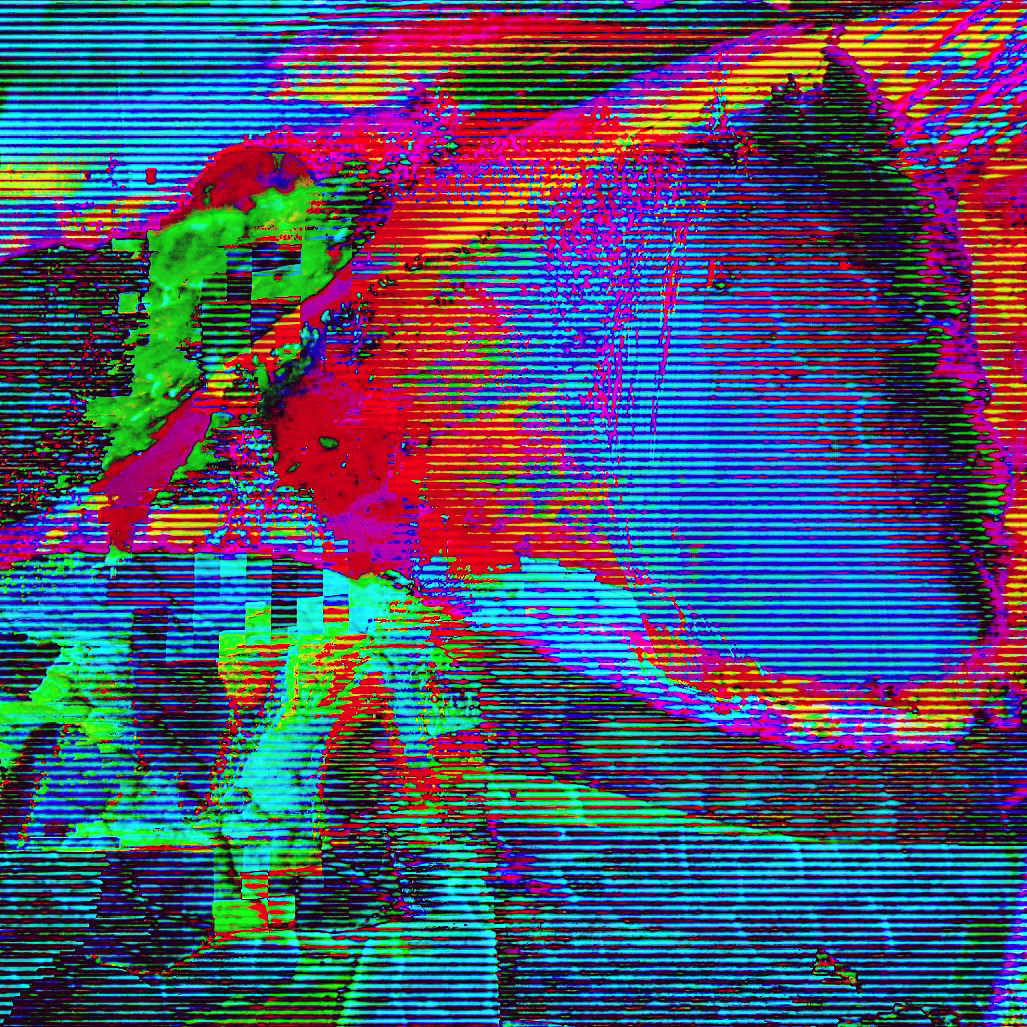 hardcore glitched colorful composition