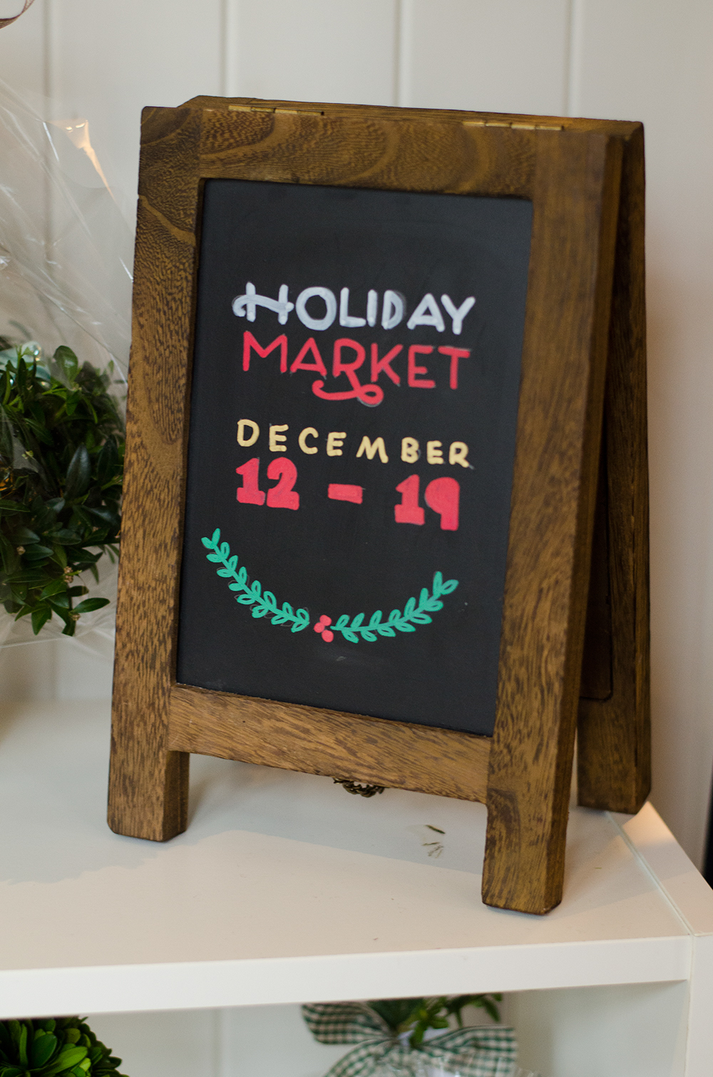 Holiday lettering sign illustrated type craft red White green market Handlettering Signage Chalkboard chalkart Christmas