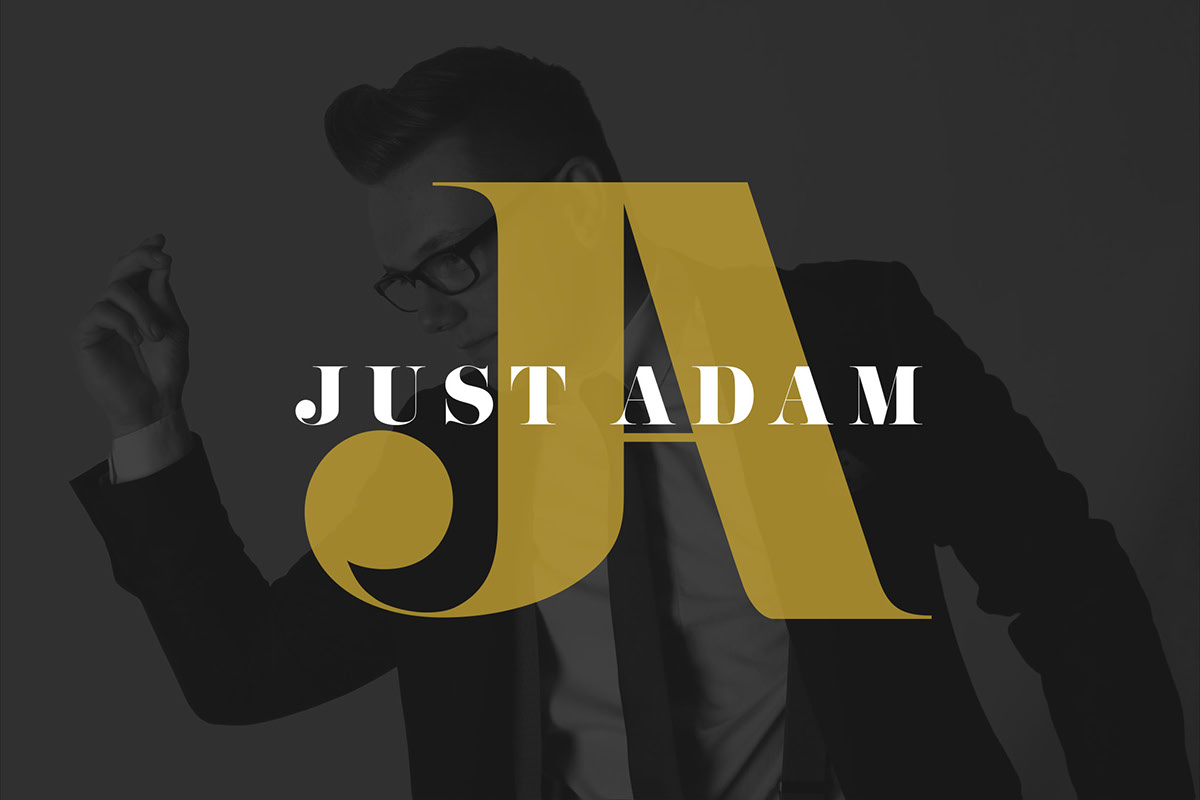 band logo just adam Buble serif black & gold Mockup musician swing rock pop wedding Singer sticker Album