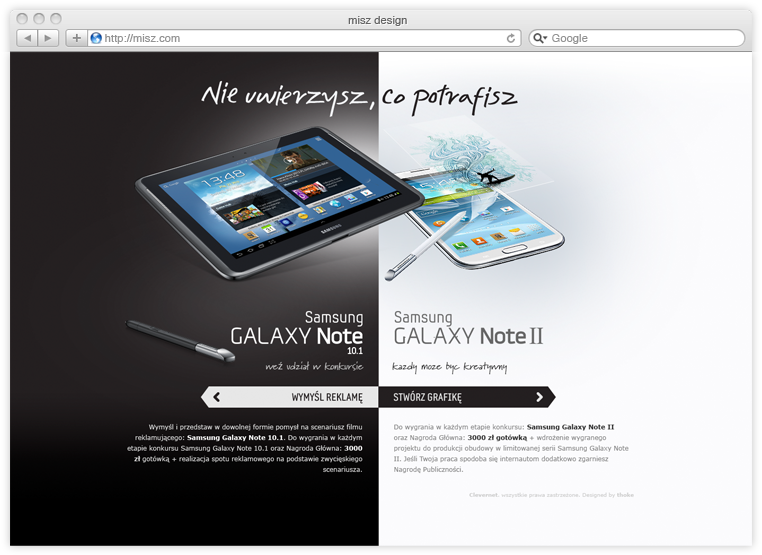 Samsung galaxy galaxy tab konkurs Competition web-design Webdesign Web www