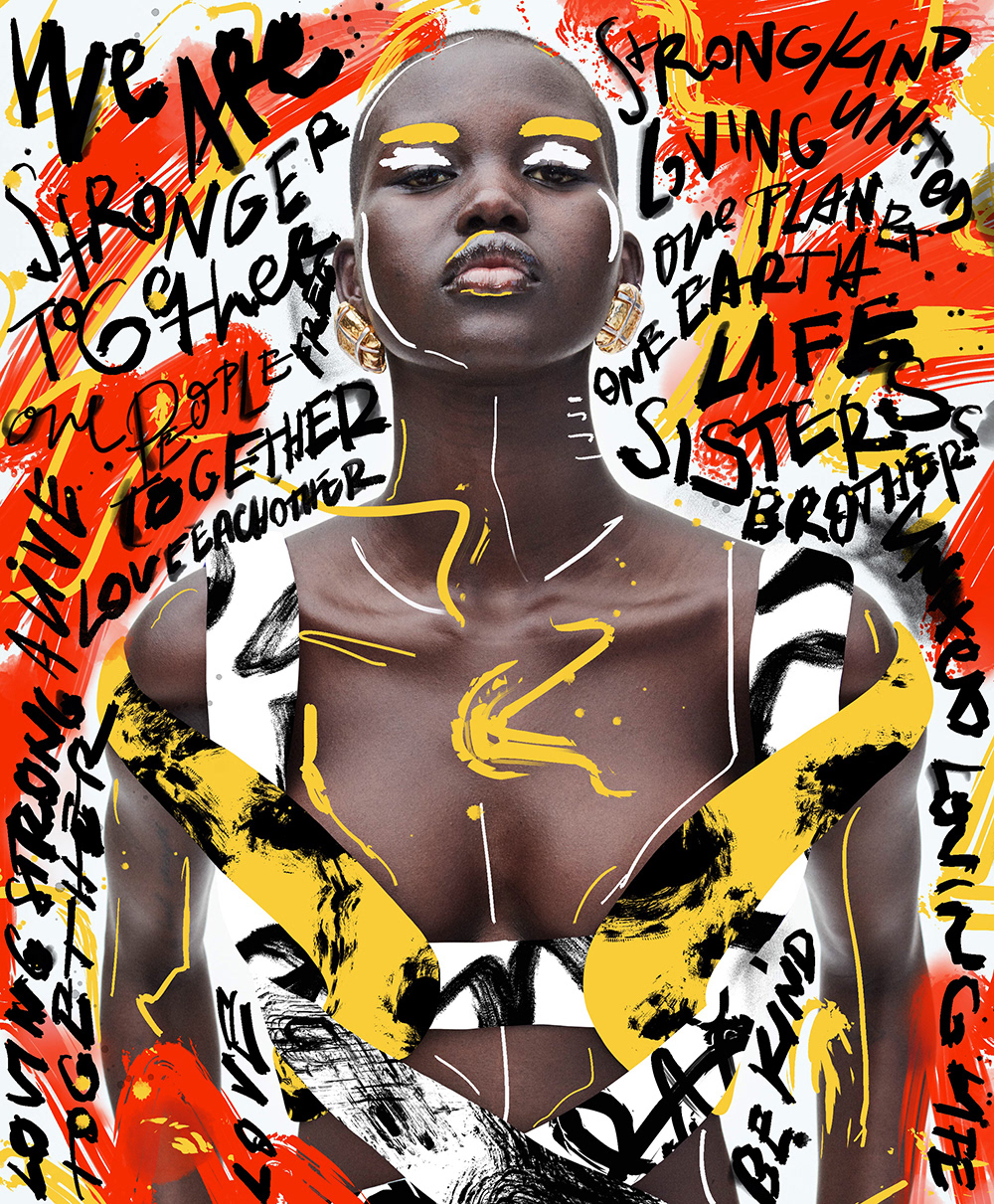 andreea robescu black and yellow bold campaign collage empowerment Hand Painted key visual lettering mixed media