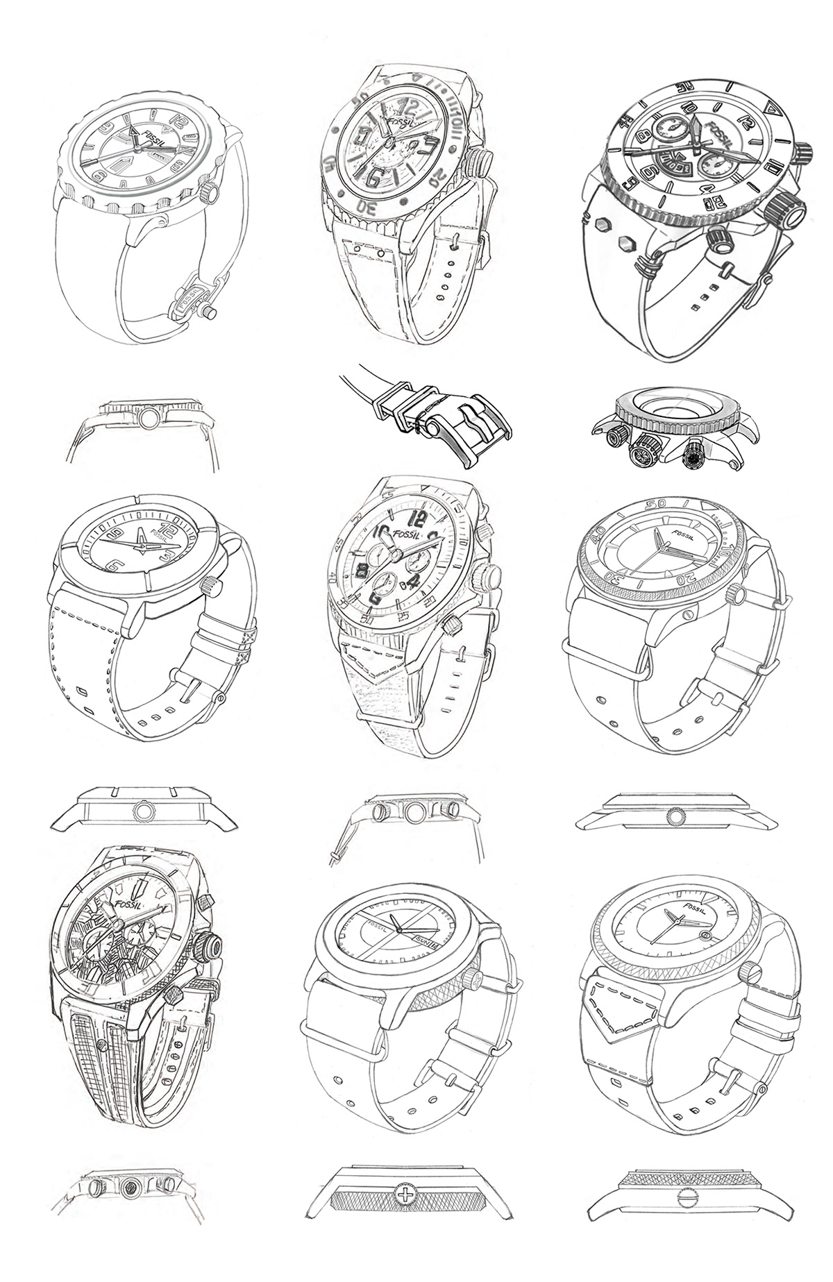 Fossil 3D Solidworks keyshot Watches watch men's watches Fossil Brand Rhino design minimalist