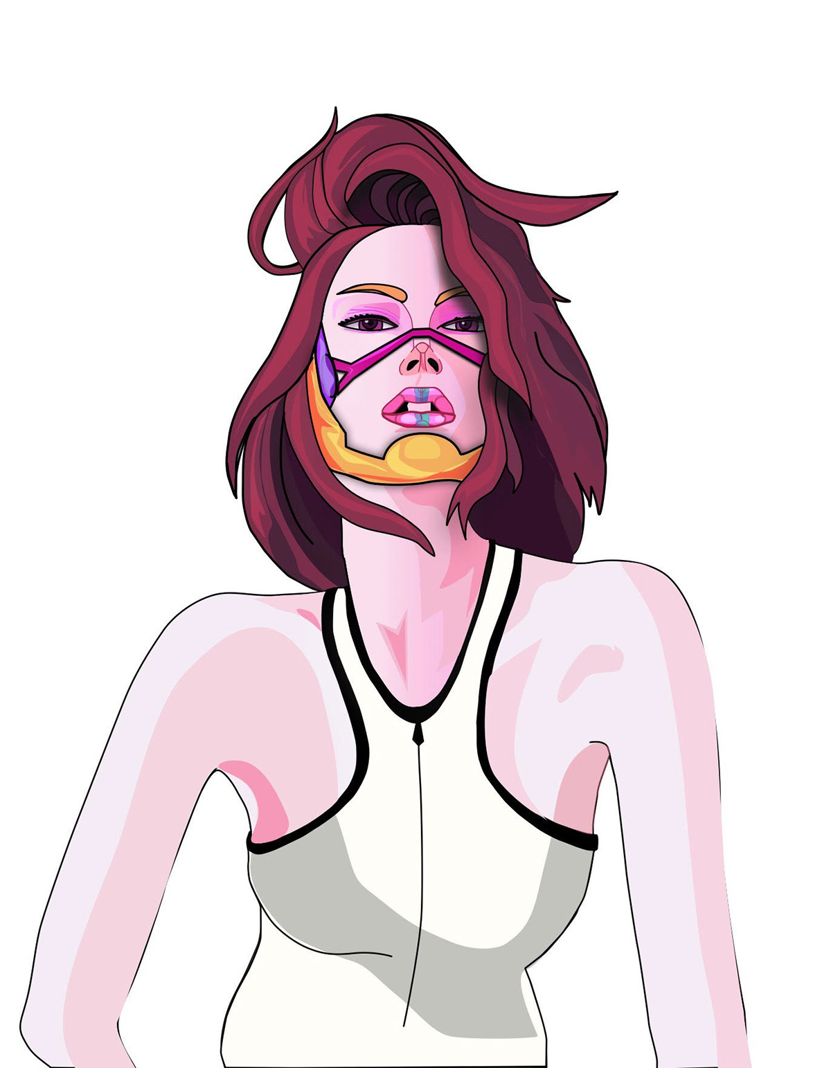 Vectorial secret agent futuristic sexy Lady vectornator Character personaje colorfully iPad