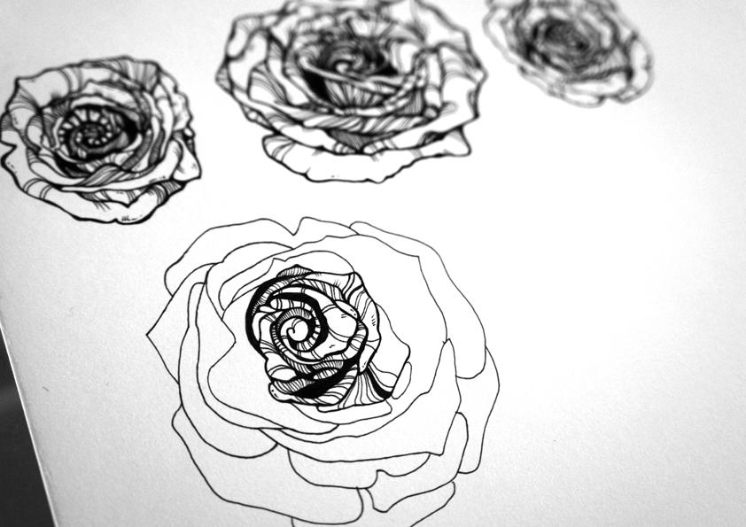 stone roses Lyrics black & white hand drawn Roses type Love