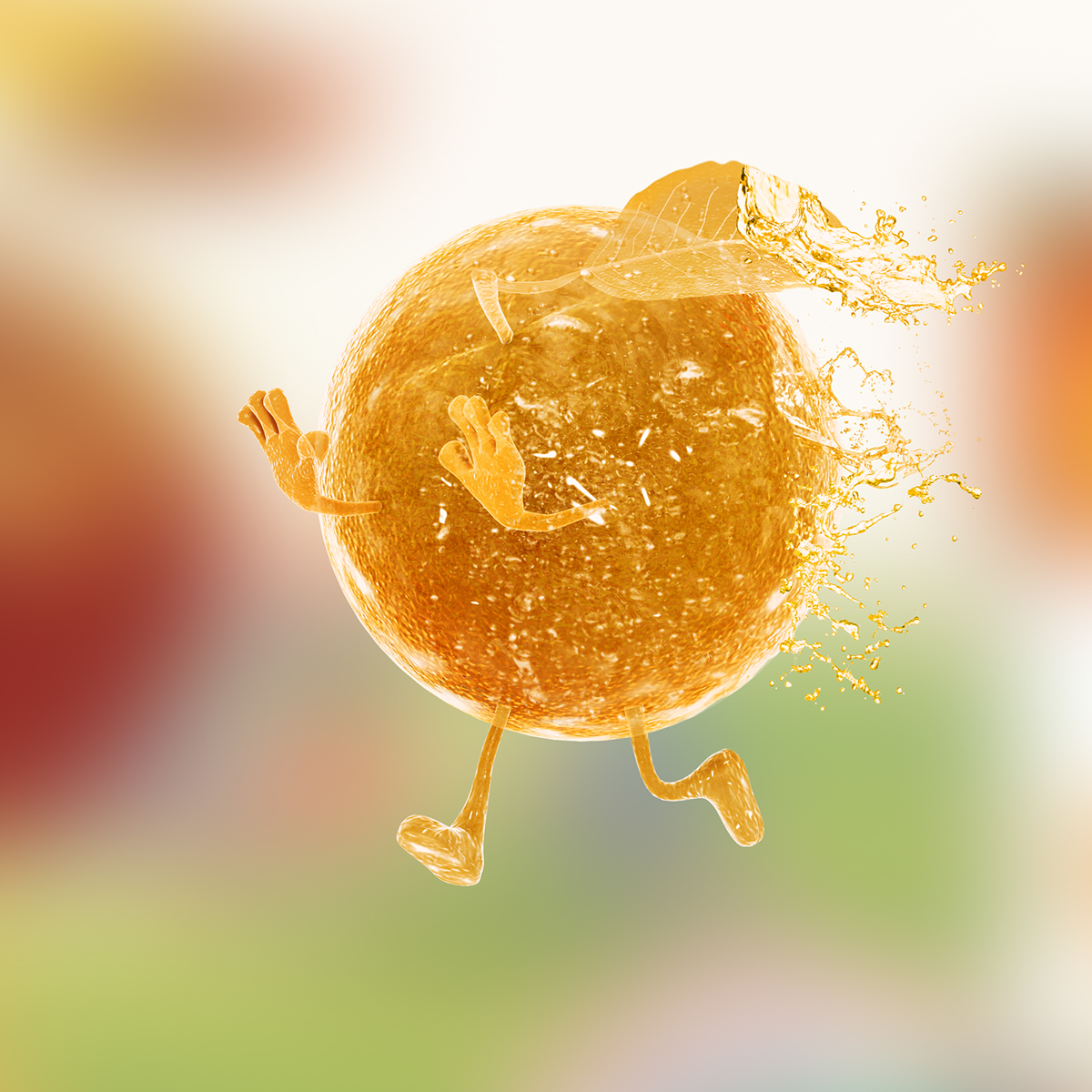water fruits juicy print poster apple Mango orange Pear pose Character 3D