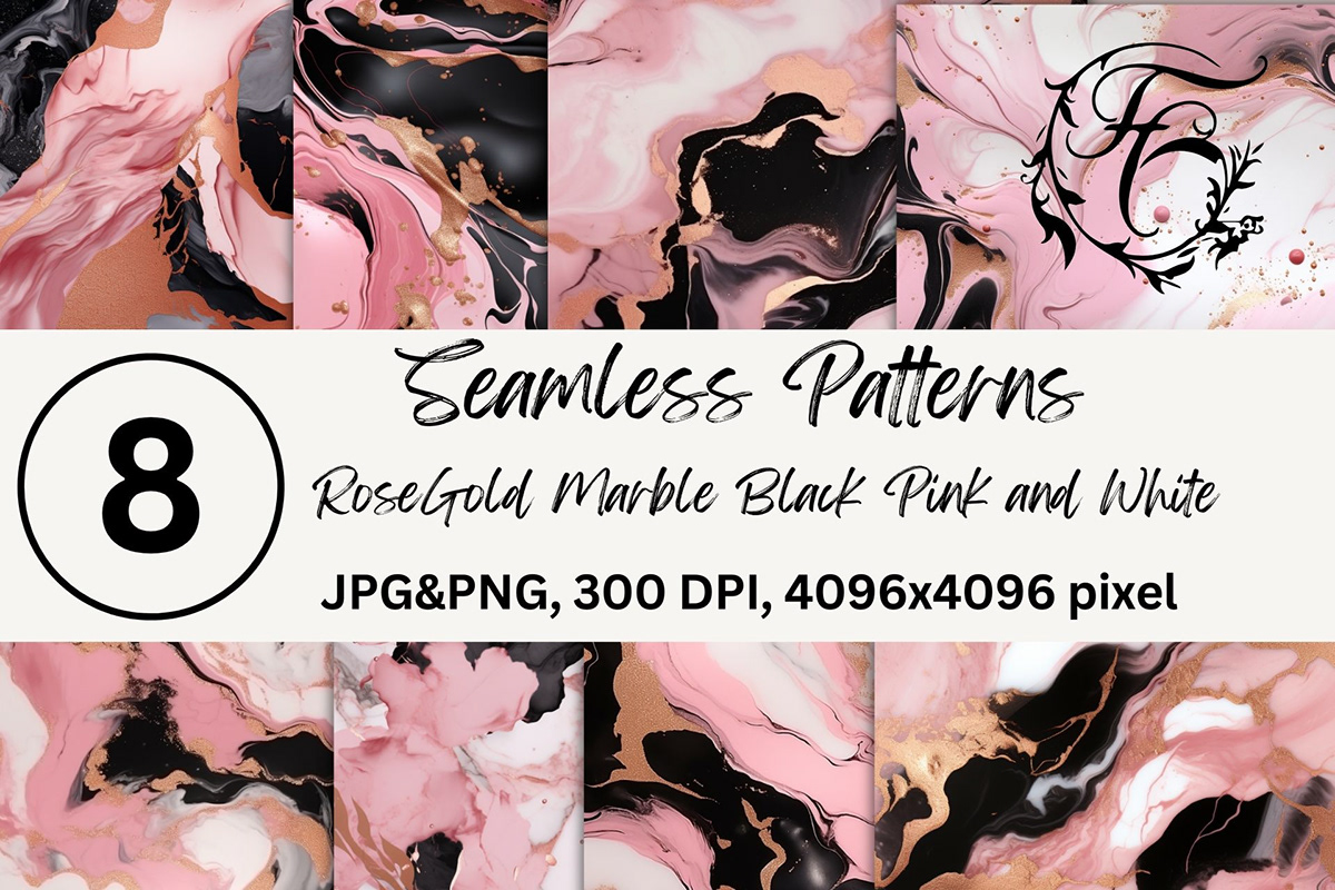 seamless Patterns ROSEGOLD Marble black pink White luxury brackground texture
