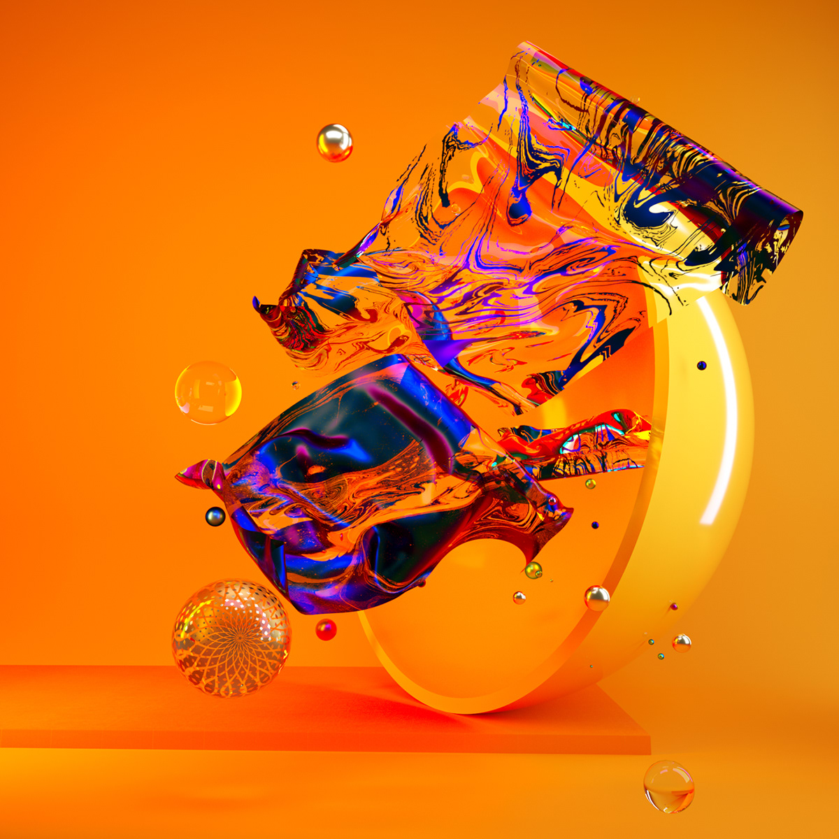 3D 3Dillustration abstract cinema4d design marbling neon octanerender   personal project texture