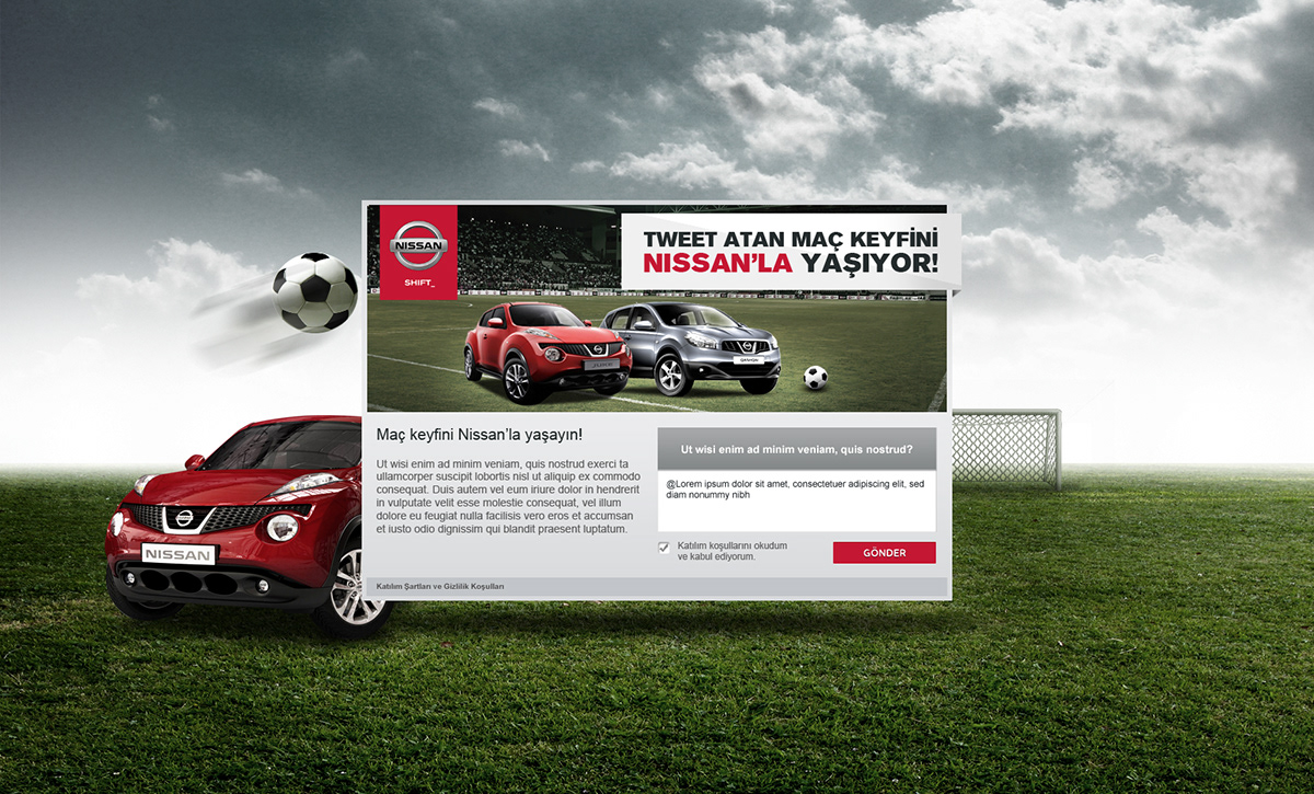 Nissan twitter car soccer football design match tweet retweet automotive   ticket ball stadium