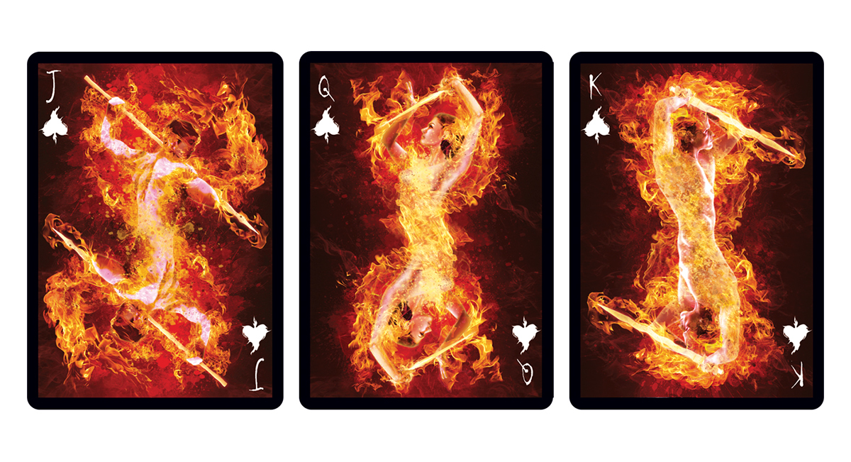 Magic Trick Store magician Playing Cards fire pyromaniac Bicycle digital illustration