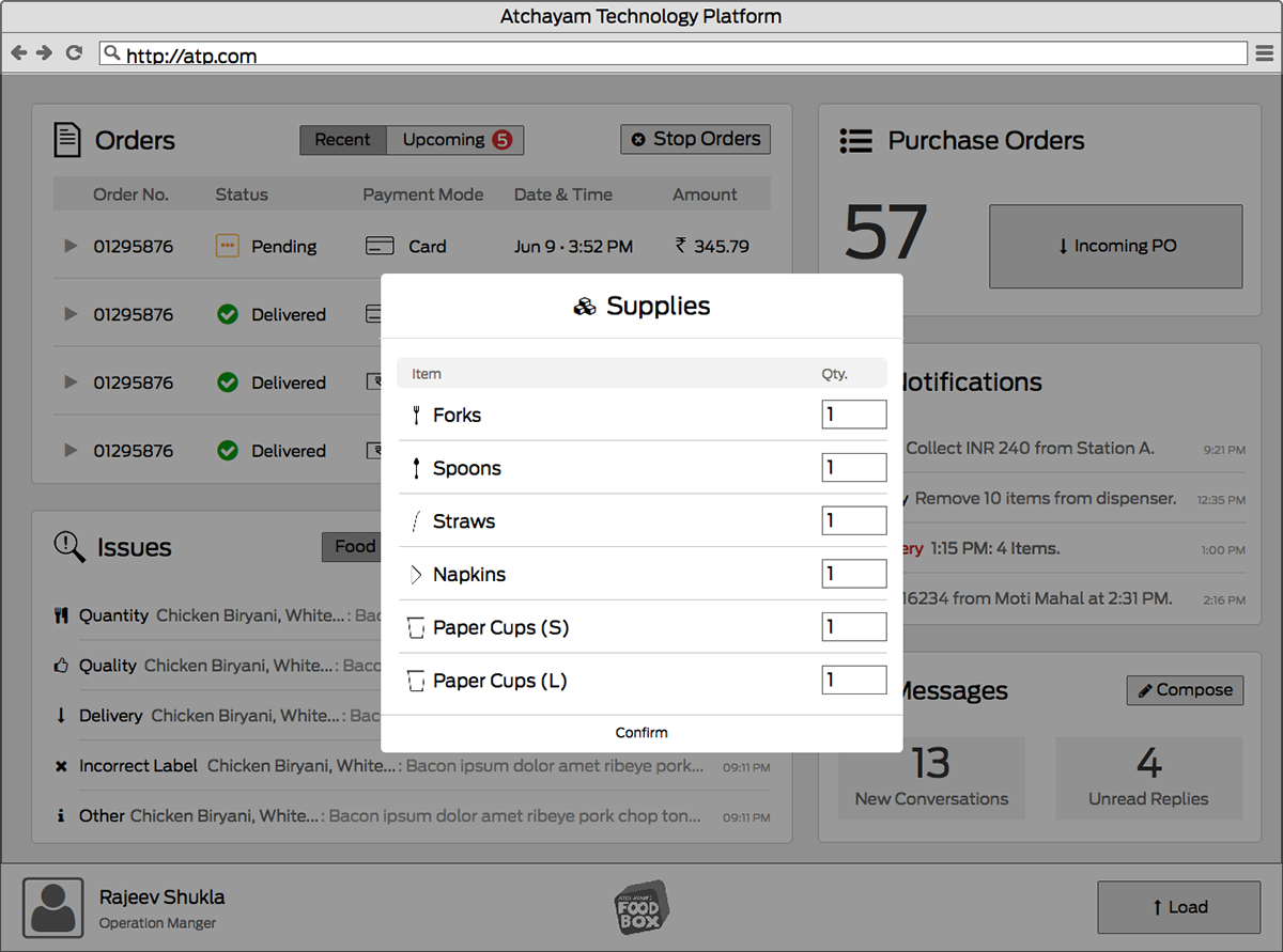 visual design dashboard user interface digital design design atchayamfoodbox Atchayam Food  vending information outlet