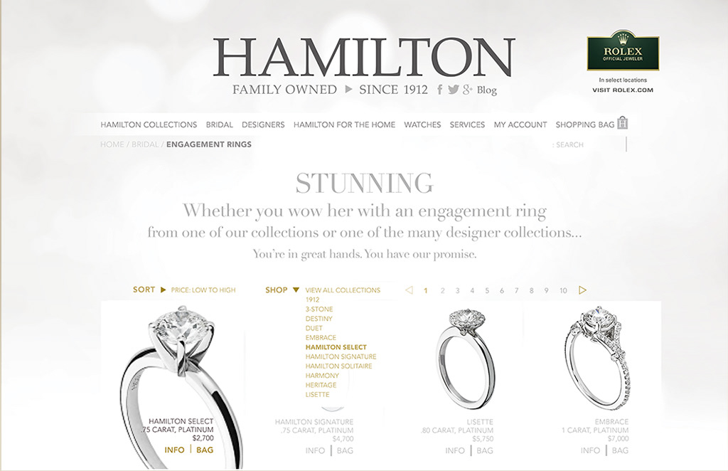 jewelry Girvin hamiliton Webdesign luxury Jewelers interactive graphicdesign