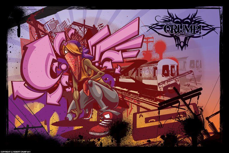 skull breakdancing bboy b-boy hip-hop Graffiti poster print Master Blaster cartoon